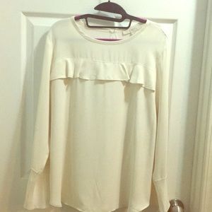 LOFT white blouse with a ruffle